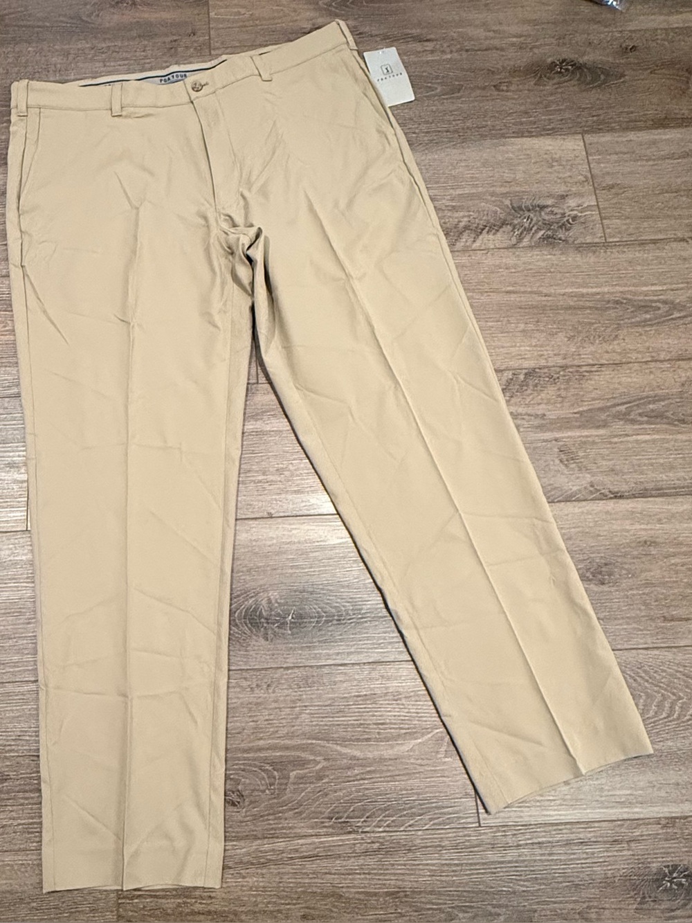 PGA Tour Men's Classic Fit Active Performance Khaki Pants, NWT